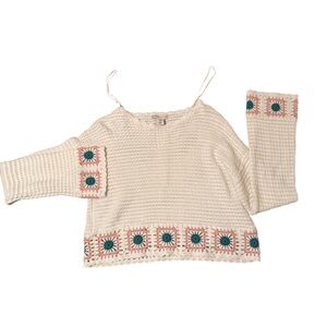 Crochet Sweater with Floral Accents